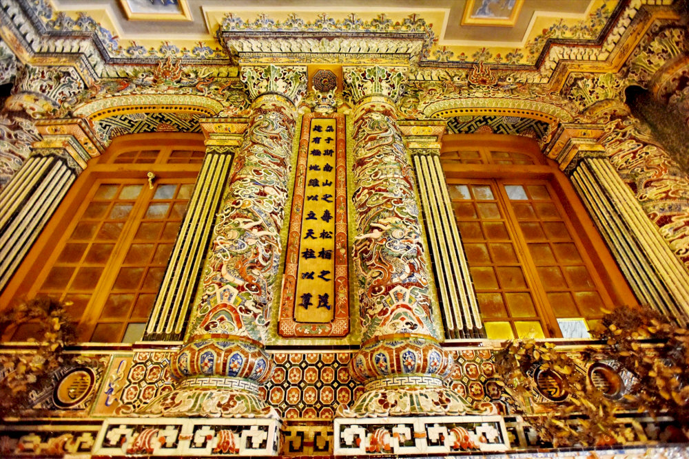 The walls are covered in colorful mosaics made from glass and porcelain, created by the finest artisans of the era